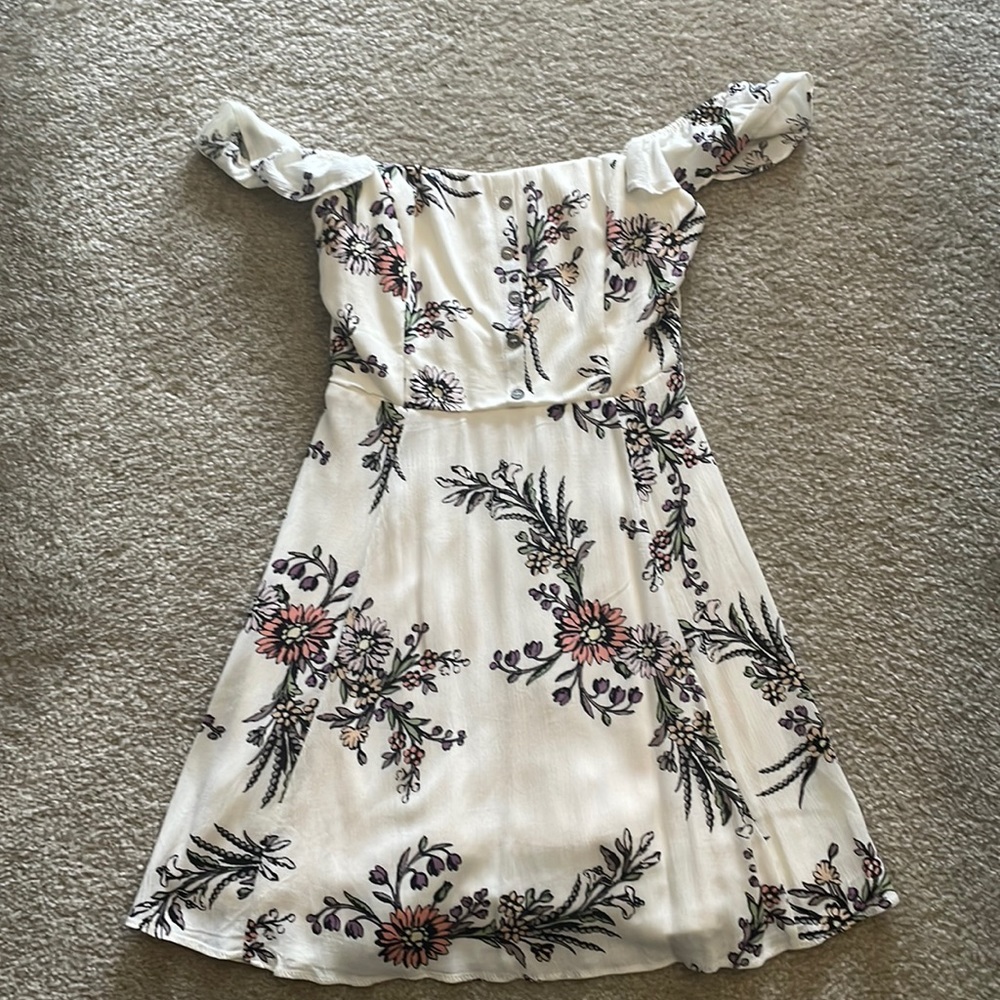 Cream Floral Print Off Shoulder Dress from Lulu’s